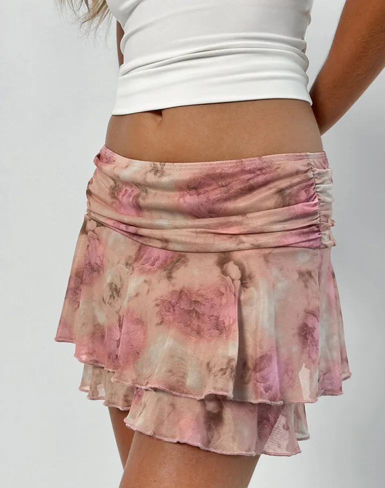 Teo Mini Skirt in Smoky Floral Peach