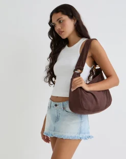 Tetira Bag with Double Tortoise Shell Buckle in Brown