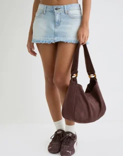 Tetira Bag with Double Tortoise Shell Buckle in Brown