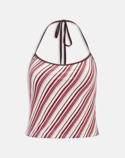 Tiara Tankini in Brown and Pink Candy Stripe