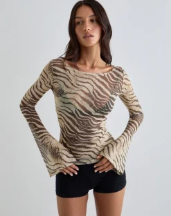 Tineko Long Sleeve Top in Wild Animal Neutral