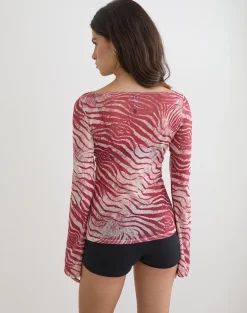 Tineko Long Sleeve Top in Wild Animal Red