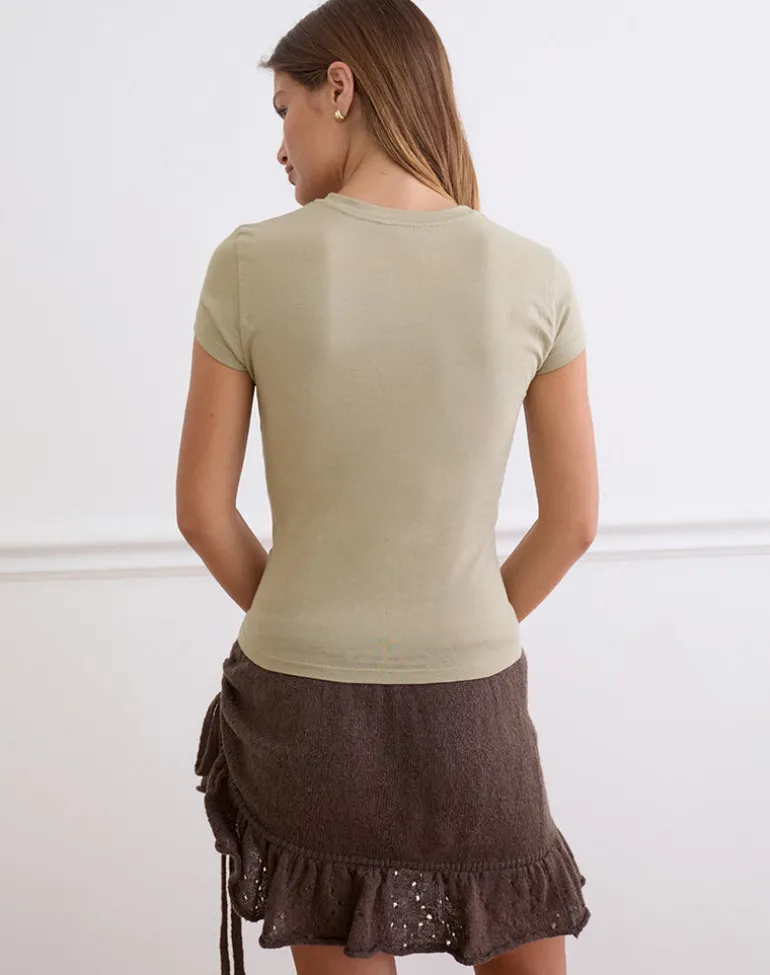 Tiona Tee in Slate Green Blurry Lily Print