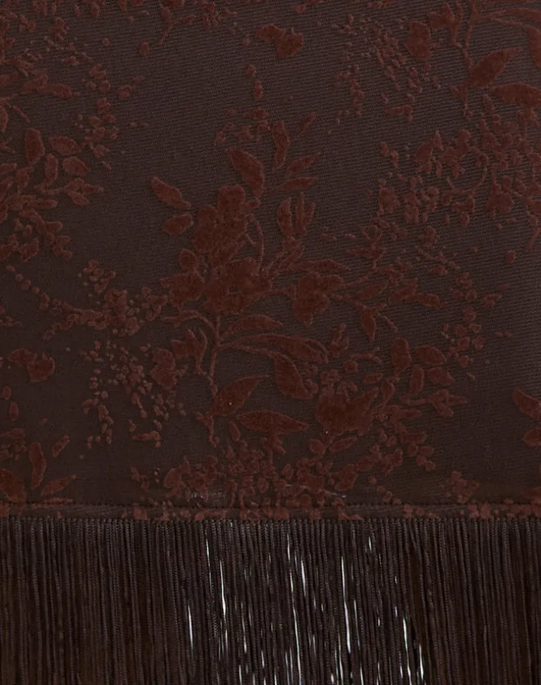 Tisaki Midi Skirt in Fine Leaf Flower Ganache