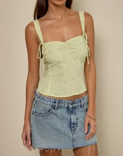 Tismia Top in Fun Ditsy Floral Lime