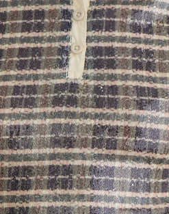 Tisuka Polo Top in Sequin Vintage Check Brown
