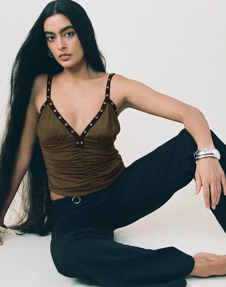 Tolani Cami Top in Heavy Mesh Khaki