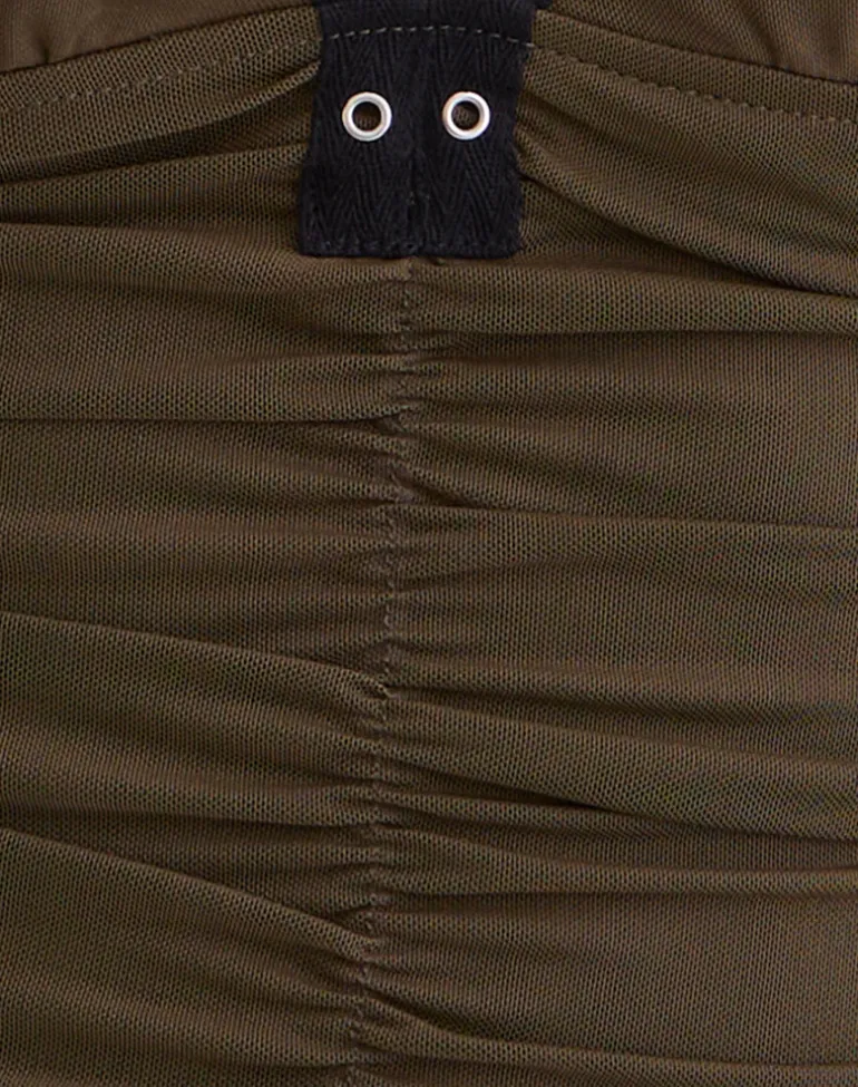 Tolani Cami Top in Heavy Mesh Khaki