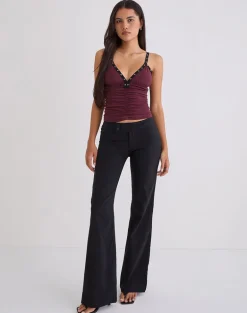 Tolani Cami Top in Heavy Mesh Wine