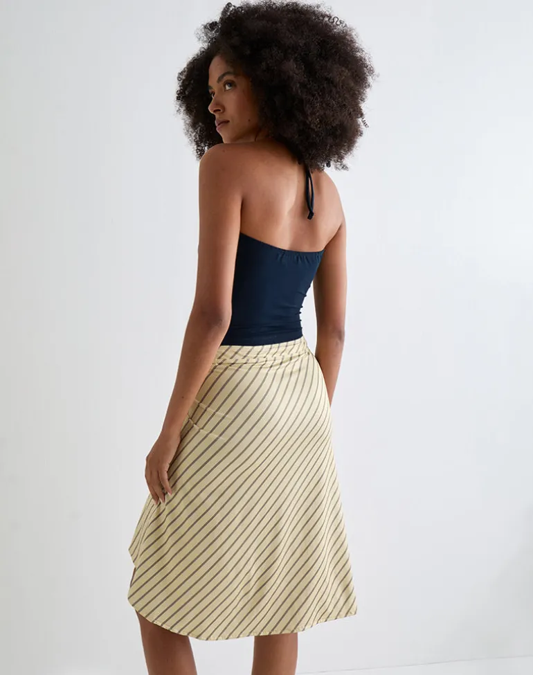 Tomoe Halter Neck Top in Rayon Jersey Navy