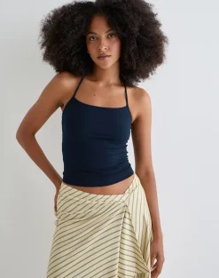 Tomoe Halter Neck Top in Rayon Jersey Navy