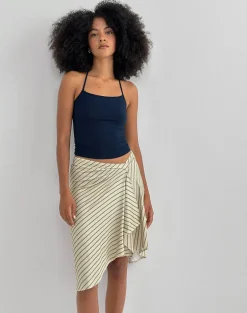 Tomoe Halter Neck Top in Rayon Jersey Navy