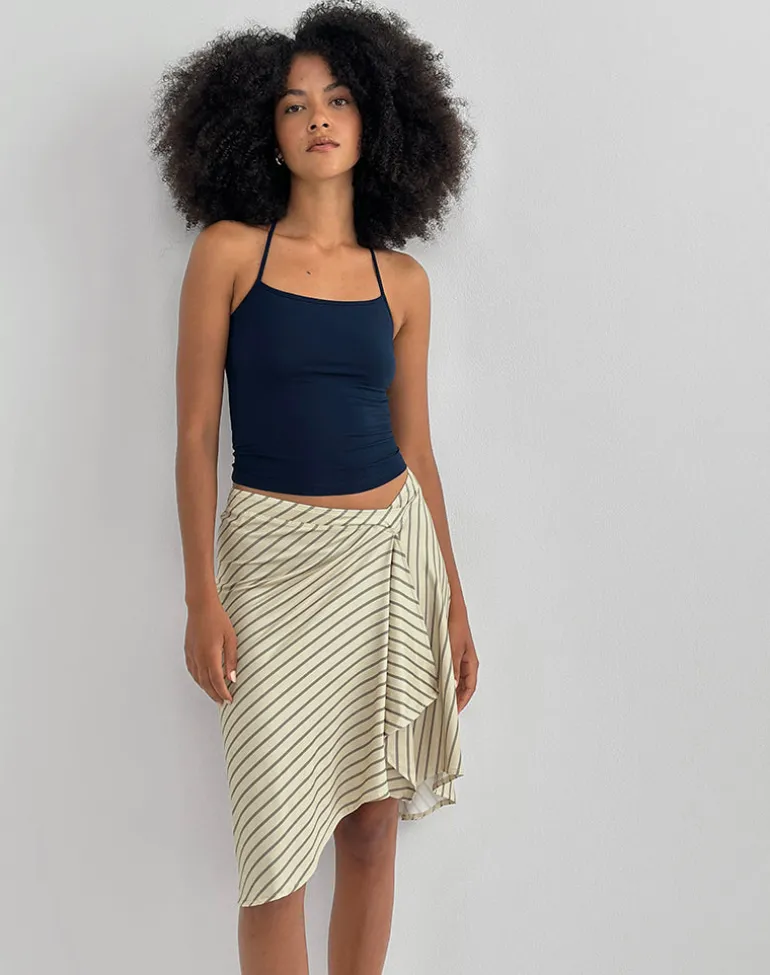 Tomoe Halter Neck Top in Rayon Jersey Navy