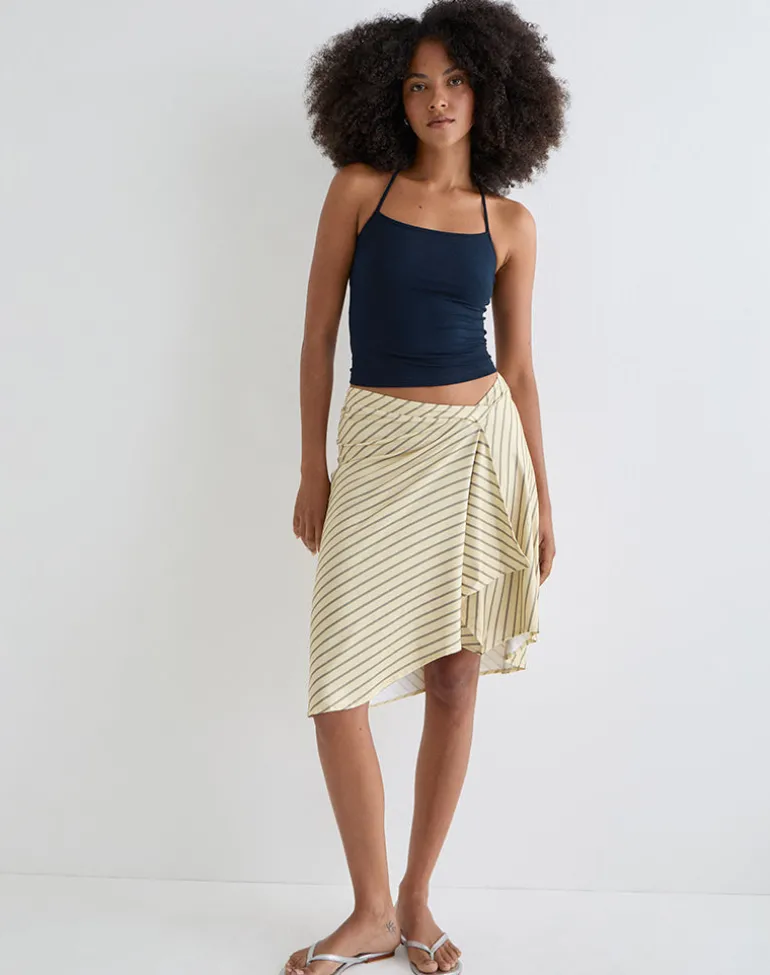 Tomoe Halter Neck Top in Rayon Jersey Navy