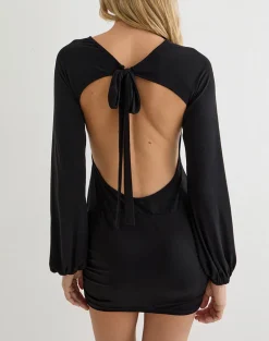 Tomoko Mini Dress in Cupro Black