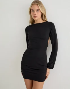 Tomoko Mini Dress in Cupro Black