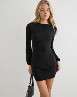 Tomoko Mini Dress in Cupro Black