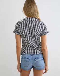 Topaz Blouse in Mini Gingham Grey