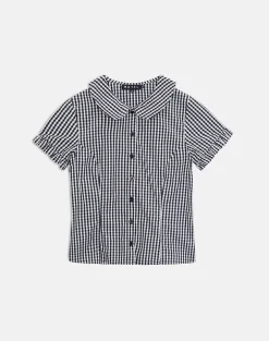 Topaz Blouse in Mini Gingham Grey