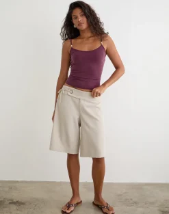 Tora Longline Short with Tie in Tailoring Stone