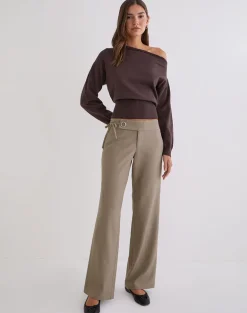 Tova Tie Tailoring Trouser in Khaki Beige