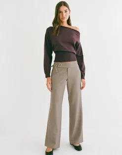 Tova Tie Tailoring Trouser in Khaki Beige
