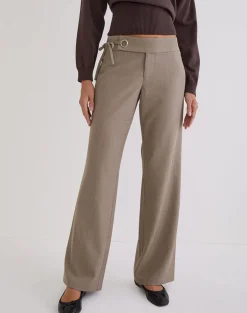 Tova Tie Tailoring Trouser in Khaki Beige