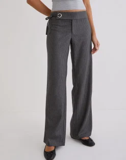 Tova Tie Tailoring Trousers in Pinstripe Grey