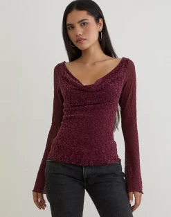 Trivedi Long Sleeve Top in Flock Mini Leopard Plum