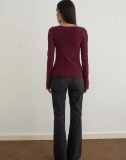 Trivedi Long Sleeve Top in Flock Mini Leopard Plum