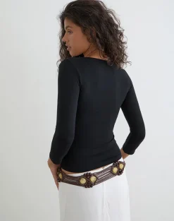 Trudis Wrap Top in Jersey Black