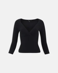 Trudis Wrap Top in Jersey Black