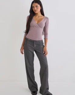 Trudis Wrap Top in Jersey Dusty Mauve