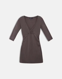 Trudita Mini Dress in Rayon Jersey Peppercorn Brown