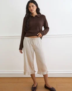 Tunelia Capri Trouser in Satin Champagne