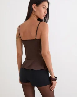 Turuti Cami Top in Satin Dark Brown