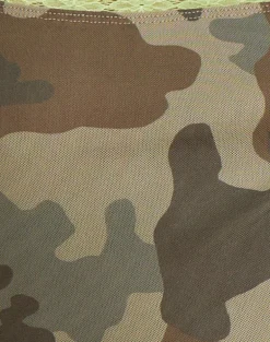 Tuwira Mini Dress in Mesh Camo Green with Lace Trim
