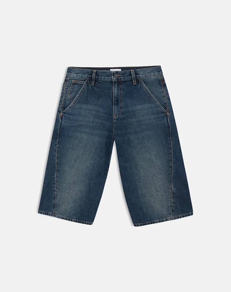 Twisted Cinch Denim Short in Dirty Green