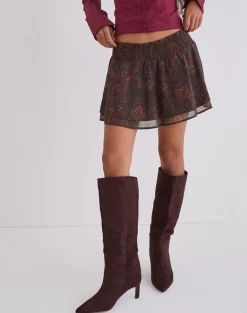 Tylan Mini Skirt in Chiffon Royal Paisley Burgundy