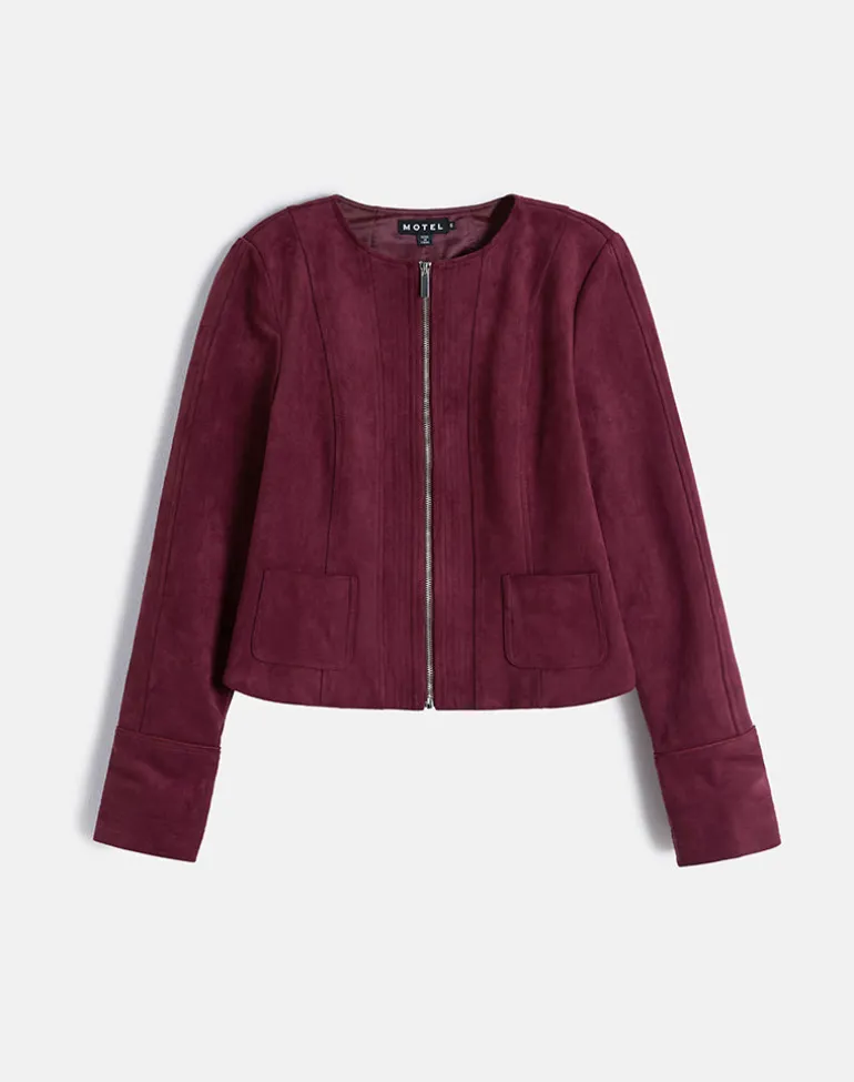 Ukiyo Jacket in Faux Suede Burgundy