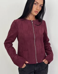 Ukiyo Jacket in Faux Suede Burgundy