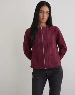 Ukiyo Jacket in Faux Suede Burgundy