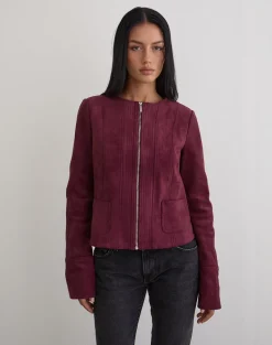 Ukiyo Jacket in Faux Suede Burgundy