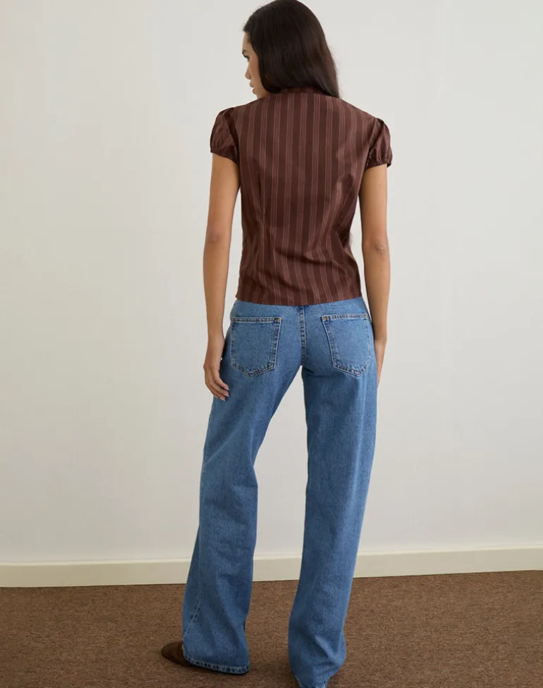 Ulsan Shirt in Poplin Stripe Brown