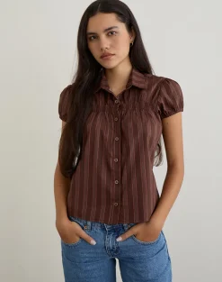 Ulsan Shirt in Poplin Stripe Brown
