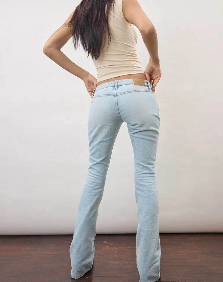 Ultra Low Rise Flare Jean in Sky Blue