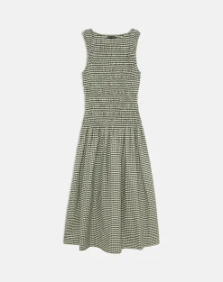 Undine Midi Dress in Mini Gingham Dark Green