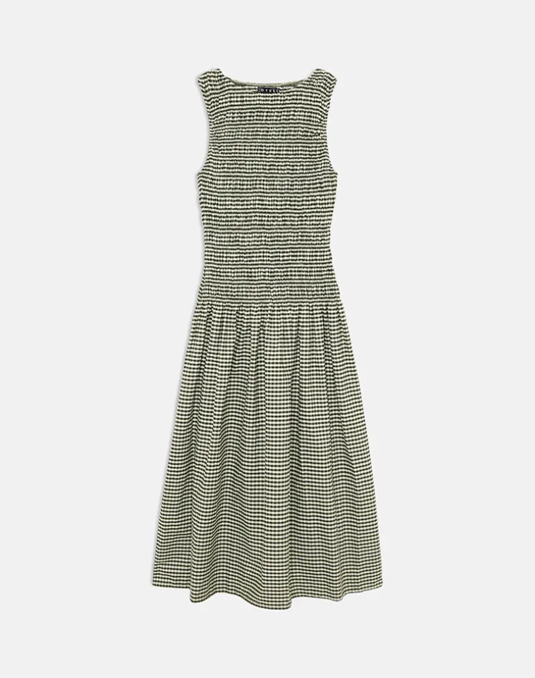 Undine Midi Dress in Mini Gingham Dark Green