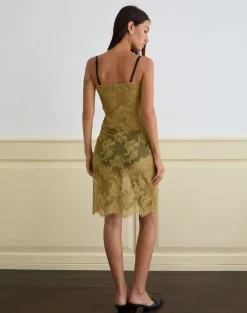 Urian Dress in Eyelash Lace Chartreuse