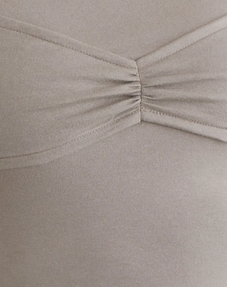 Ursuly Long Sleeve Bardot Top in Moon Rock